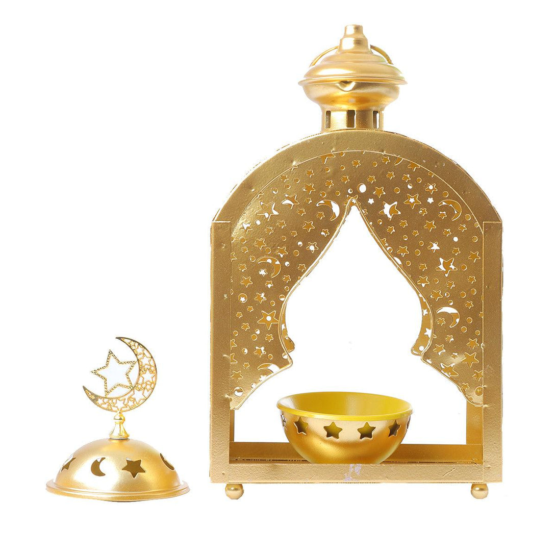 Family Ship Iron Ramadan lantern with golden lighting - ALHOME