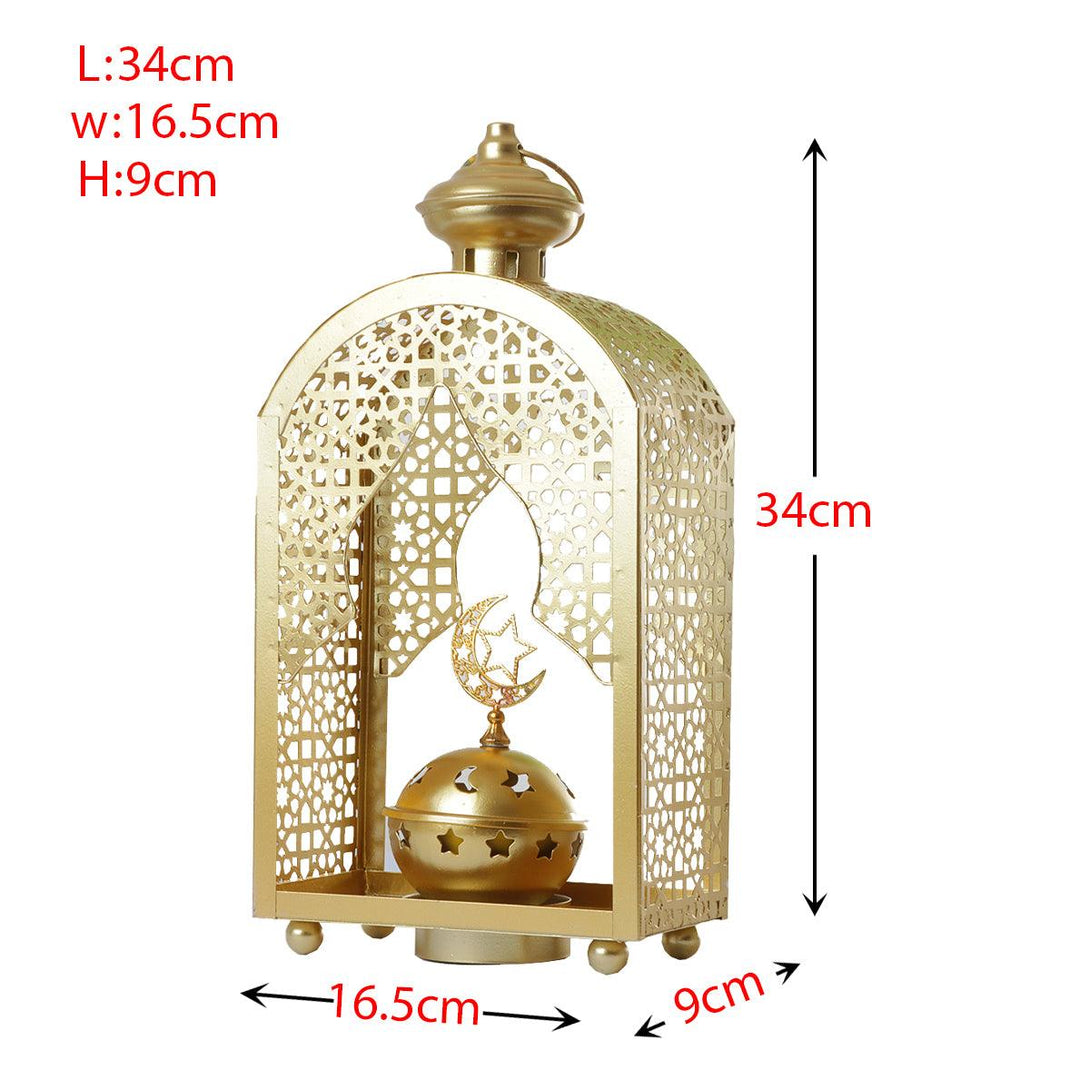 Family Ship Iron Ramadan lantern with golden lighting - ALHOME