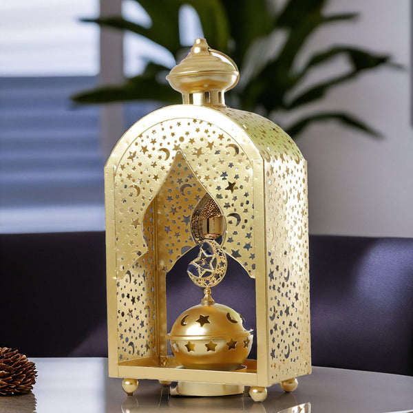 Family Ship Iron Ramadan lantern with golden lighting - ALHOME