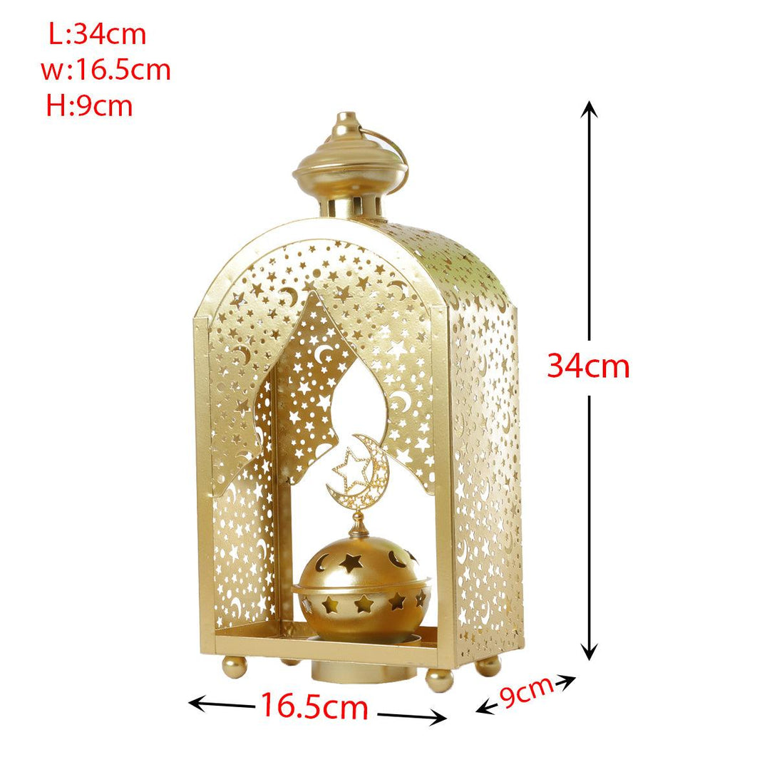 Family Ship Iron Ramadan lantern with golden lighting - ALHOME