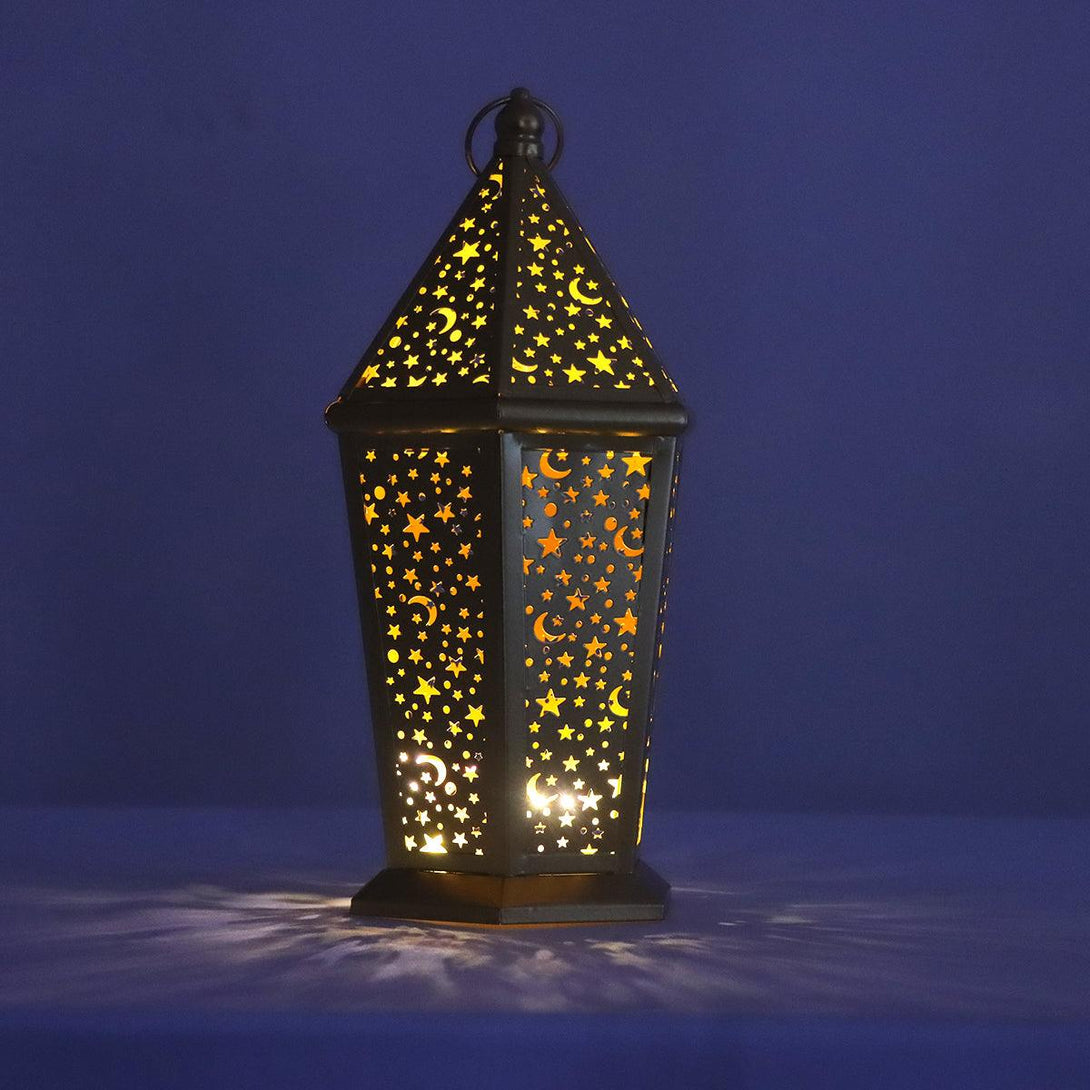 Family Ship Iron Ramadan lantern with golden lighting - ALHOME