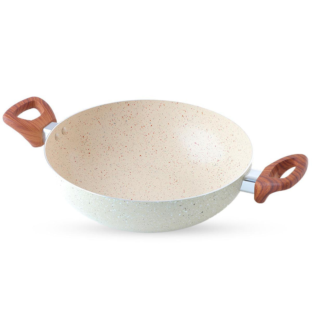 Family Beige granite frying pan with lid, 26 cm - ALHOME