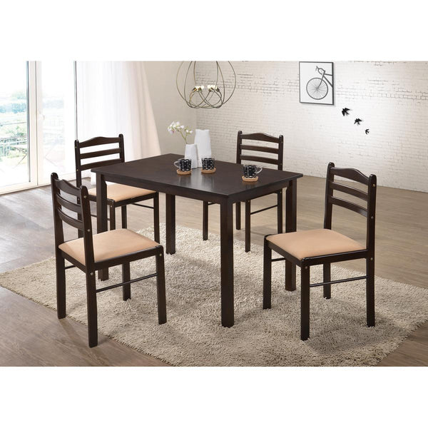 Family Ship Rectangular dining table with 4 dark brown and beige Malaysian wooden chairs - ALHOME