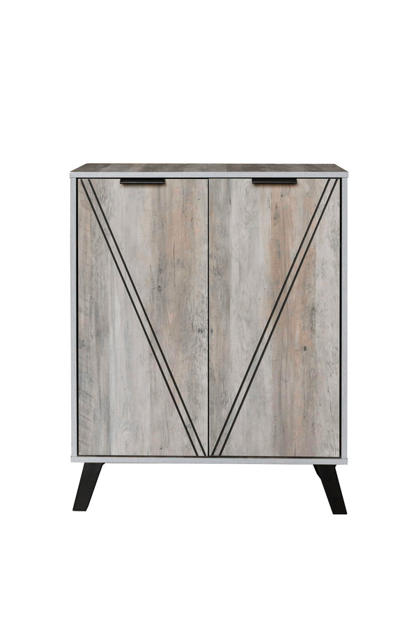 Two-door shoe cabinet, Malaysian wood, gray color