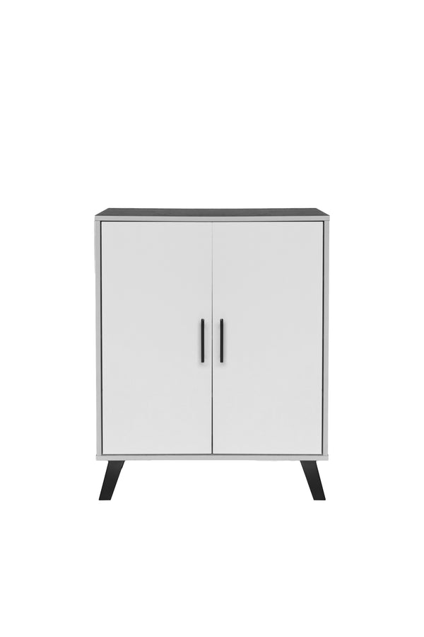 Two-door shoe cabinet, Malaysian wood, white-gray color