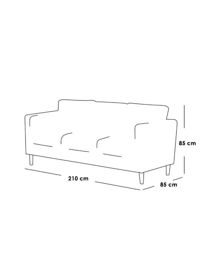 Alhome Velvet and Sweedish Wood 3 Seaters Sofa - Beige - AL-697 - ALHOME