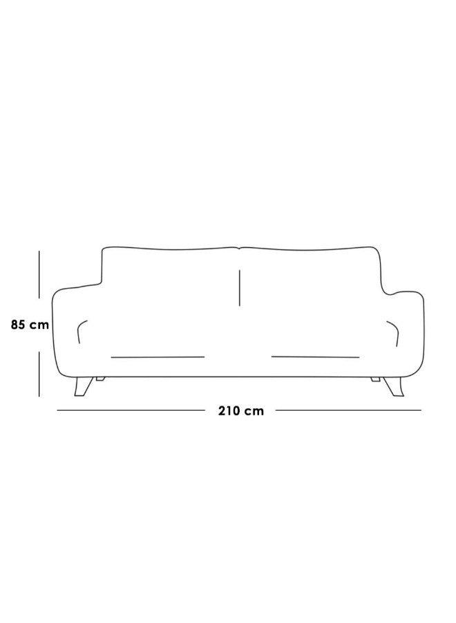 Alhome Polyester and Sweedish Wood 3 Seaters Sofa - Yellow - ALHOME