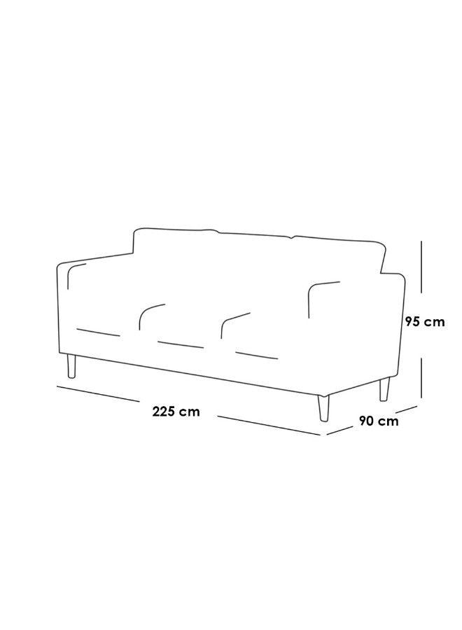 Alhome Sweedish Wood and Linen 3 Seaters Sofa - Black - AL-2332 - ALHOME