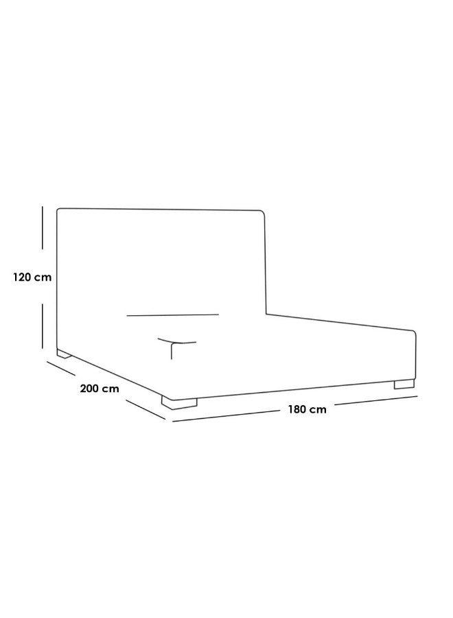Alhome Velvet Bed, Size 200x180x120 cm - Gray - AL-251 - ALHOME