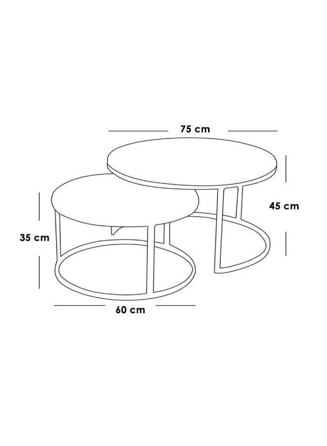 Alhome Coffee Tables Set 2 Pieces - Beige and Black - AL-517 - ALHOME