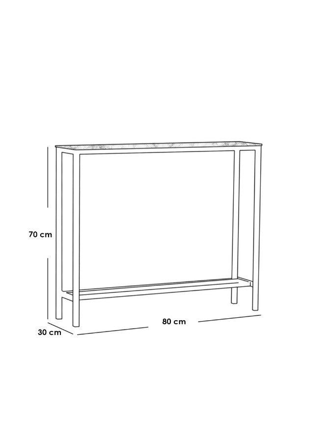 Alhome Entrance Table - 80x30x70 cm - Gold and White - AL-430 - ALHOME