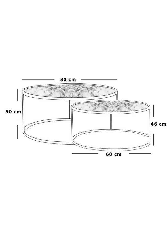 Alhome center table set consisting of two pieces - white and gold - AL-274 - ALHOME