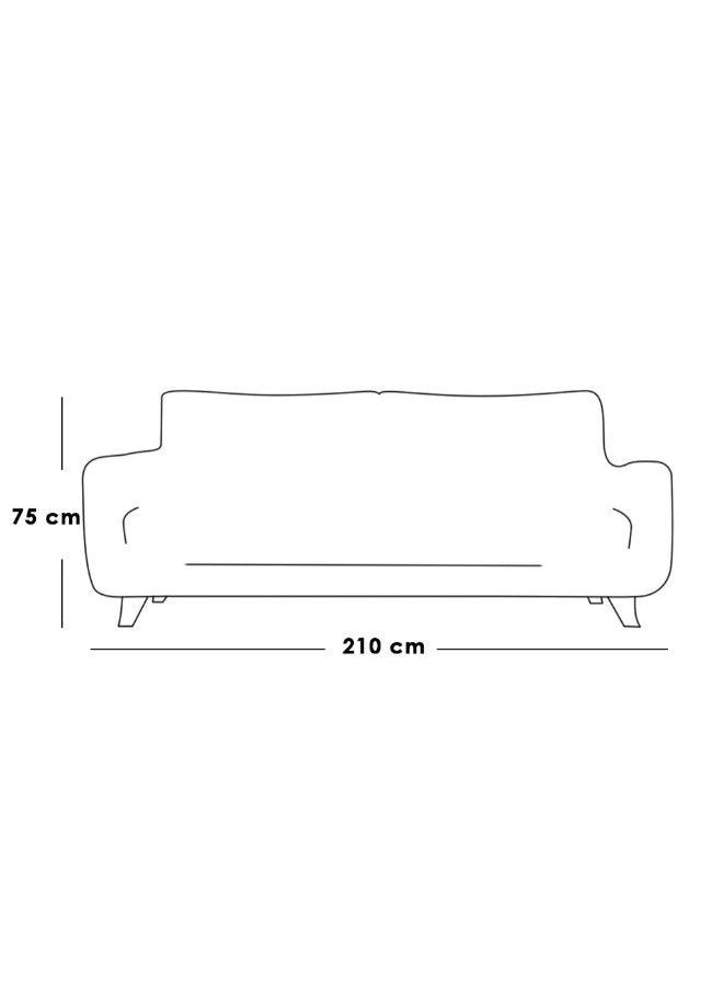 AlhomeThree-seater sofa made of velvet and Swedish wood - beige - AL-295 - ALHOME