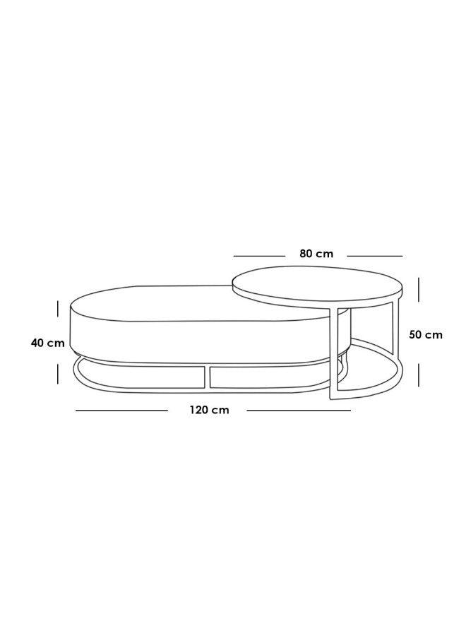 Alhome Coffee Table Set - 2 Pieces - Brown and Gold - AL-350 - ALHOME