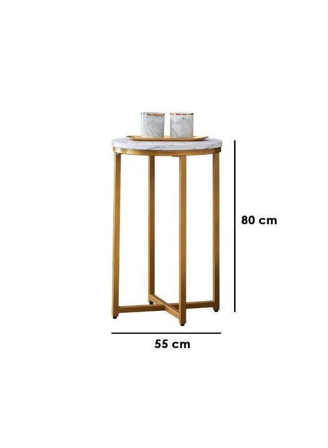 Alhome side table, size 55 x 80 cm - white and gold - AL-561 - ALHOME