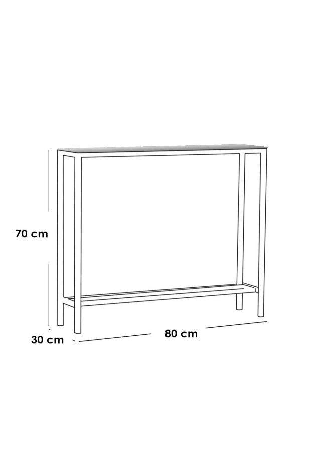 Alhome Iron and wood black and white marble table - 80x30x70 cm - AL-576 - ALHOME