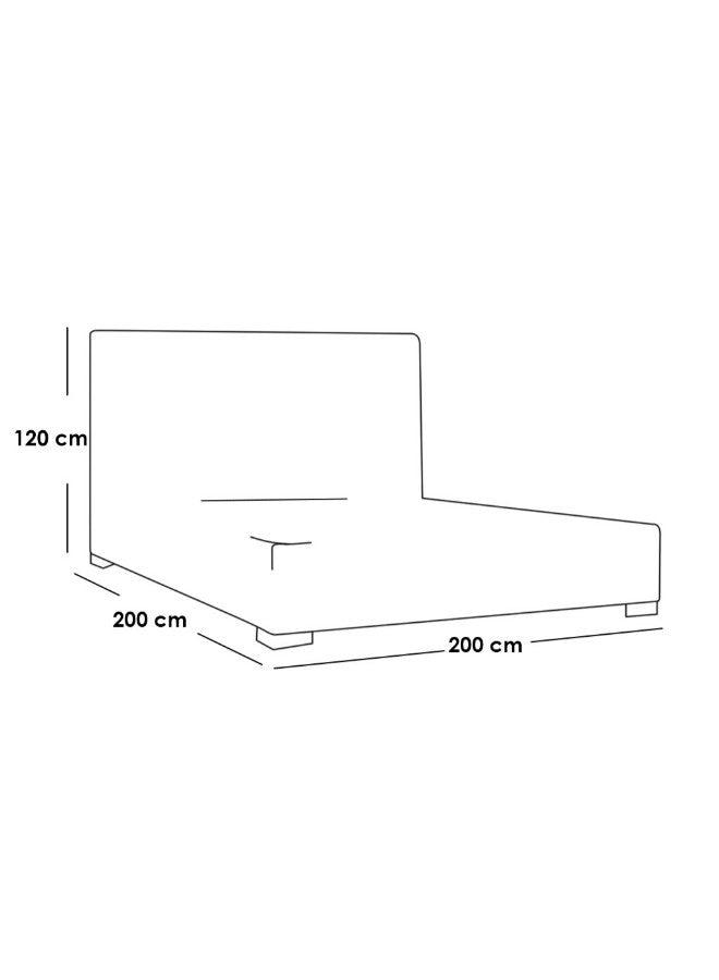 Alhome Super King Size Bed, Swedish Wood, 200x200x120 cm - Ivory White - AL-592 - ALHOME