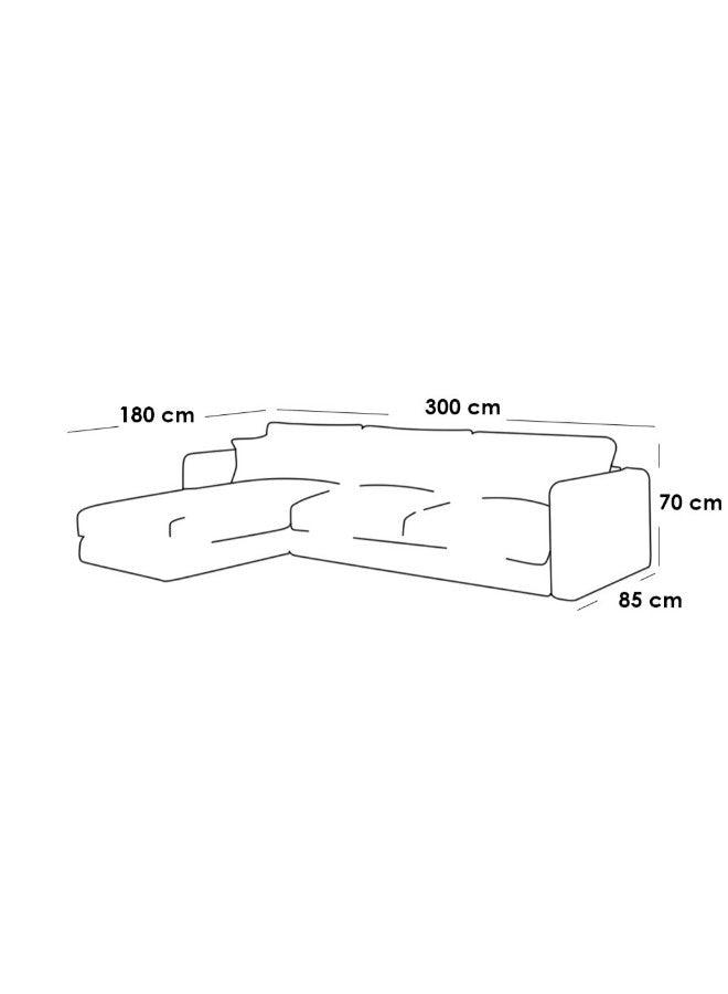 Alhome Sofa, size 85x180x300x70 cm, made of linen - gray - AL-365 - ALHOME