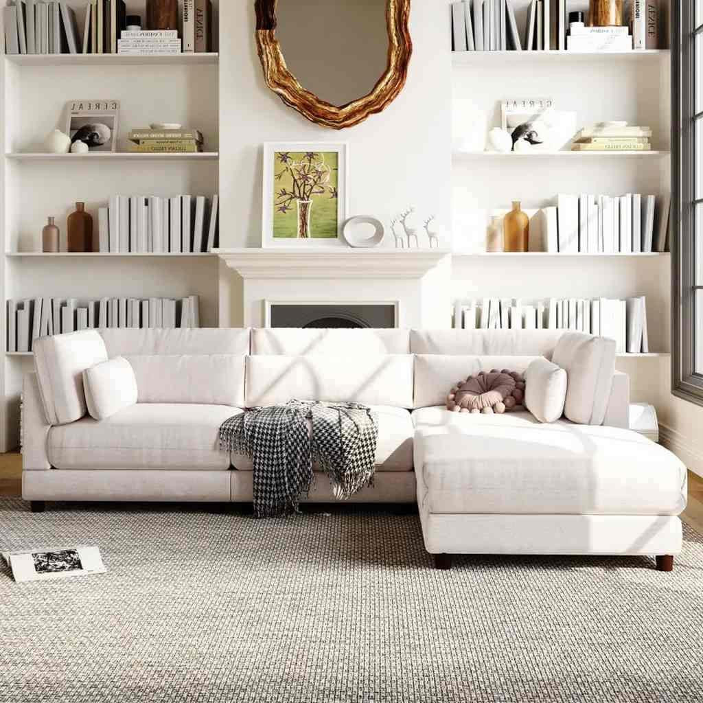 الهوم كنبة زاوية بمقاس 250x160x90x80 سم - أبيض - AL-136