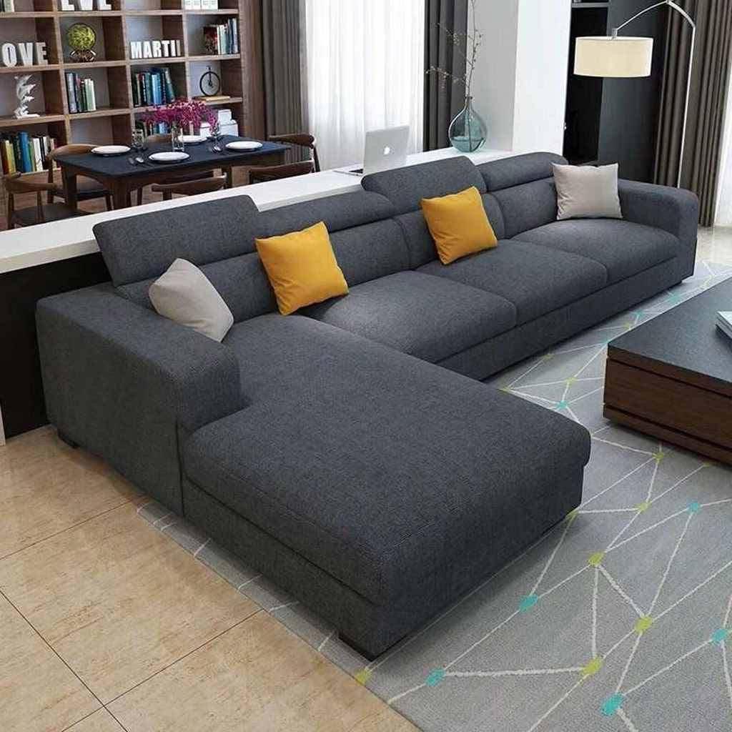 كنبة زاوية قماش وخشب سويدي 320×200×90 سم  - رمادي - AL-236