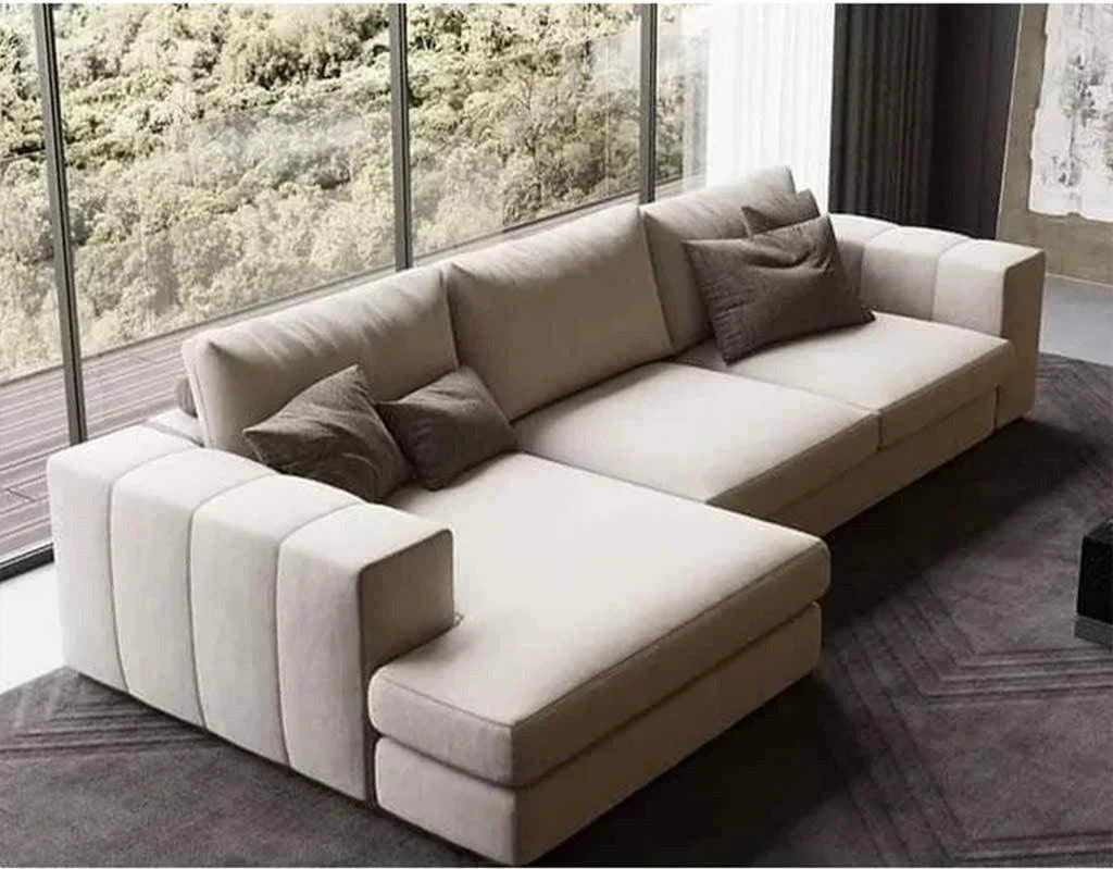 الهوم كنبة زاوية لون بيج - 70x120x90x260 سم - AL-607