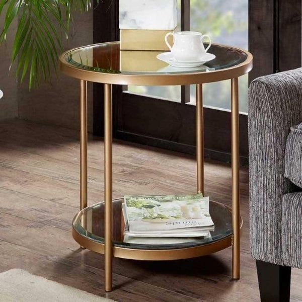 Alhome side table, size 45 x 60 cm - gold - AL-280 - Zrafh.com - Your Destination for Baby & Mother Needs in Saudi Arabia