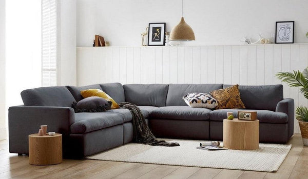 Alhome Corner sofa, size 300x300x95x90 cm - grey - AL-317 - Zrafh.com - Your Destination for Baby & Mother Needs in Saudi Arabia