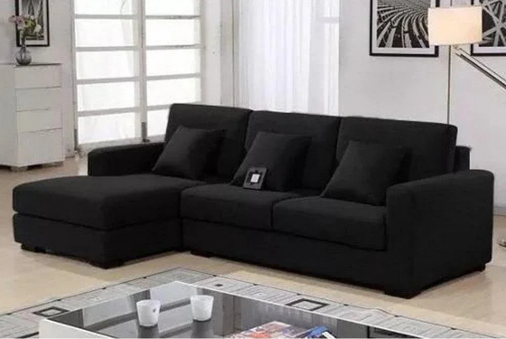 الهوم كنبة زاوية بمقاس 180x85x250x90 سم - أسود - AL-337
