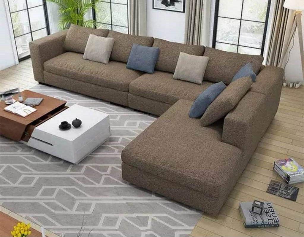 الهوم كنبة زاوية مقاس 300×200×85×90 سم - بني