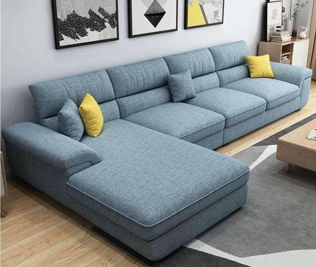 الهوم كنبة بمقاس 85x200x300x85 سم من الكتان - أزرق