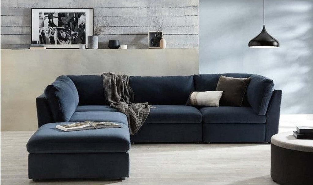 الهوم كنبة زاوية مقاس 300x170x95x90 سم - أزرق