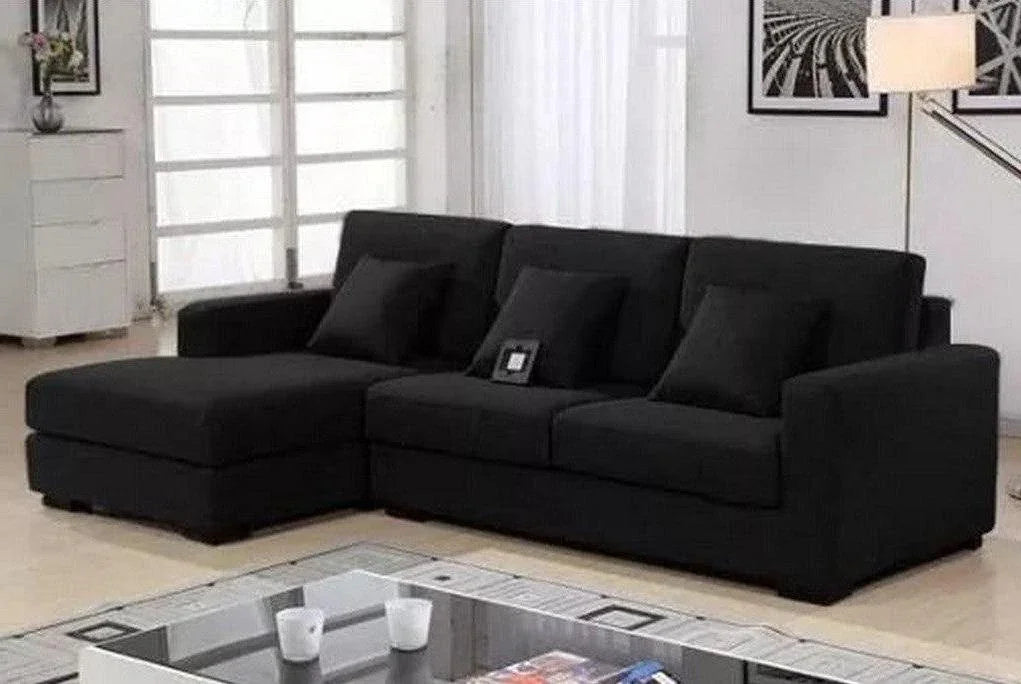 الهوم كنبة زاوية بمقاس 180x85x250x90 سم - أسود