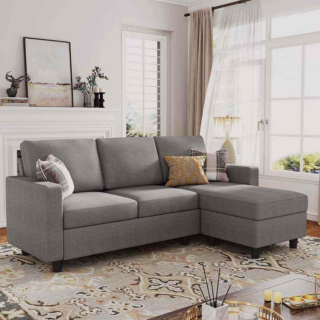 الهوم كنب زاوية 180x80x90x250 سم - رمادي وأسود - STH-7