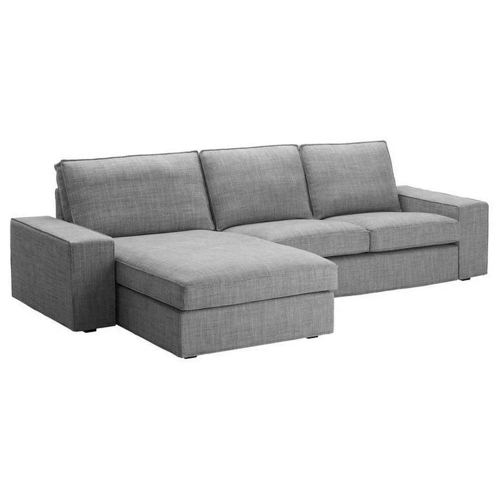 الهوم كنبة زاوية 180×300×80×90 سم - رمادي