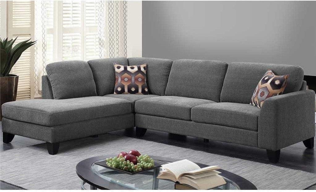 الهوم كنب زاوية 200x70x70x300 سم - رمادي وأسود - STH-8