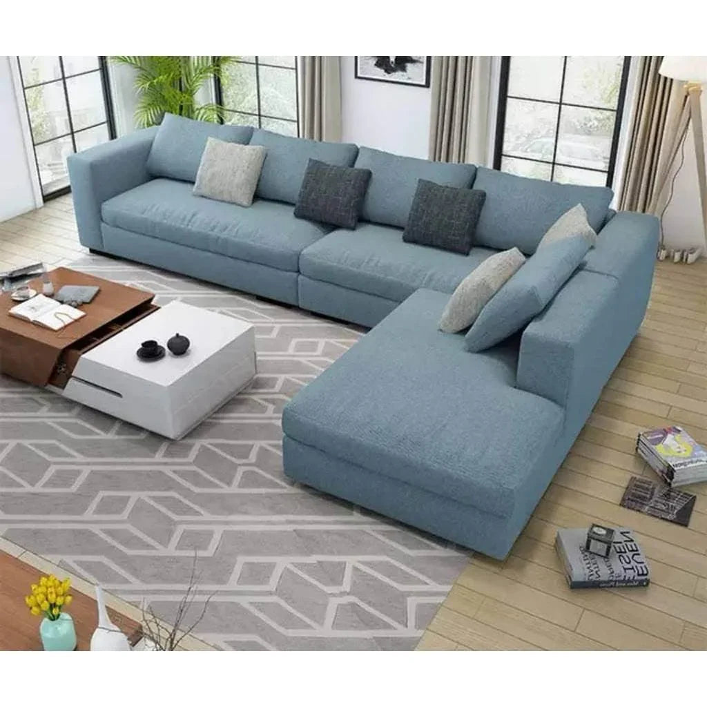 الهوم كنبة زاوية مقاس 300×200×85×90 سم - أزرق