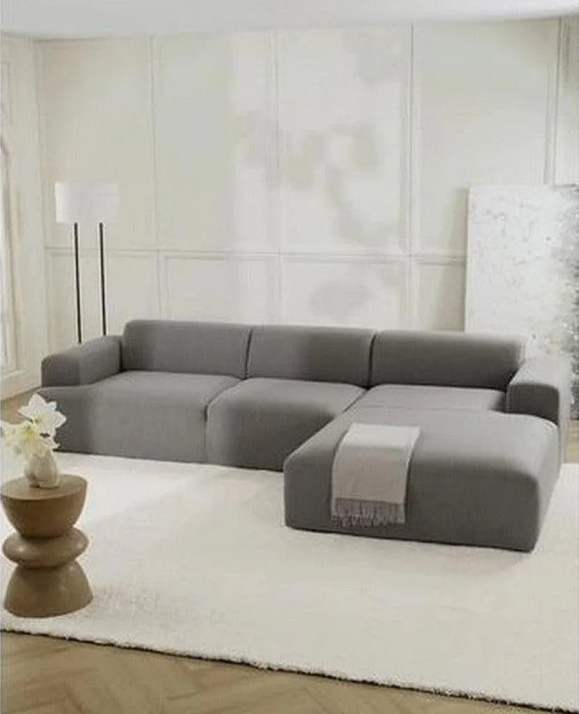 الهوم كنبة مقاس 85x180x300x80 سم من الكتان - بيج