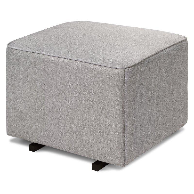 Alhome Linen Gray Pouf Malaysian Wood, Linen Fabric, Gray Color (55x55x40) - ALHOME