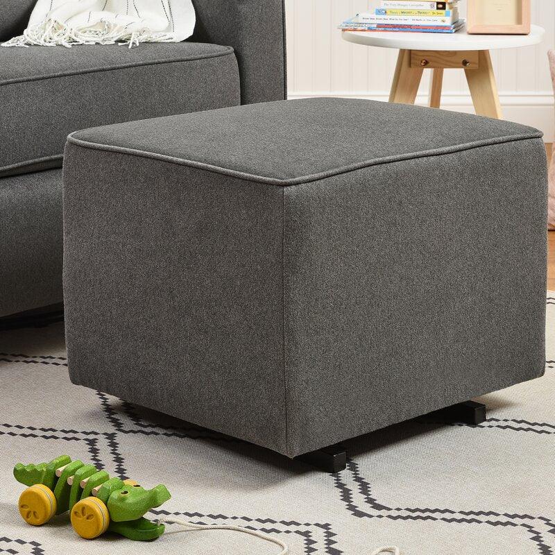 Alhome Linen Gray Pouf Malaysian Wood, Linen Fabric, Gray Color (55x55x40) - ALHOME