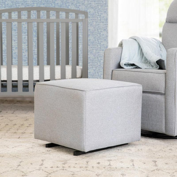 Alhome Linen Gray Pouf Malaysian Wood, Linen Fabric, Gray Color (55x55x40) - ALHOME