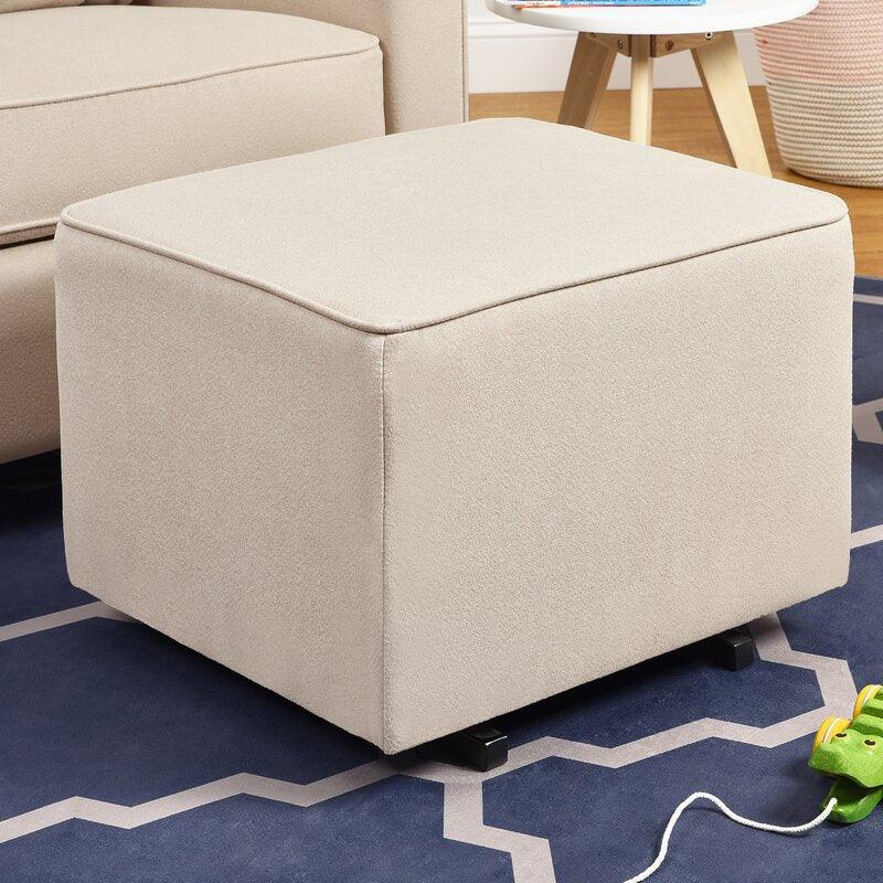 Linen Pouf with Malaysian Wood By Alhome - 55x55x40 cm - 11011370