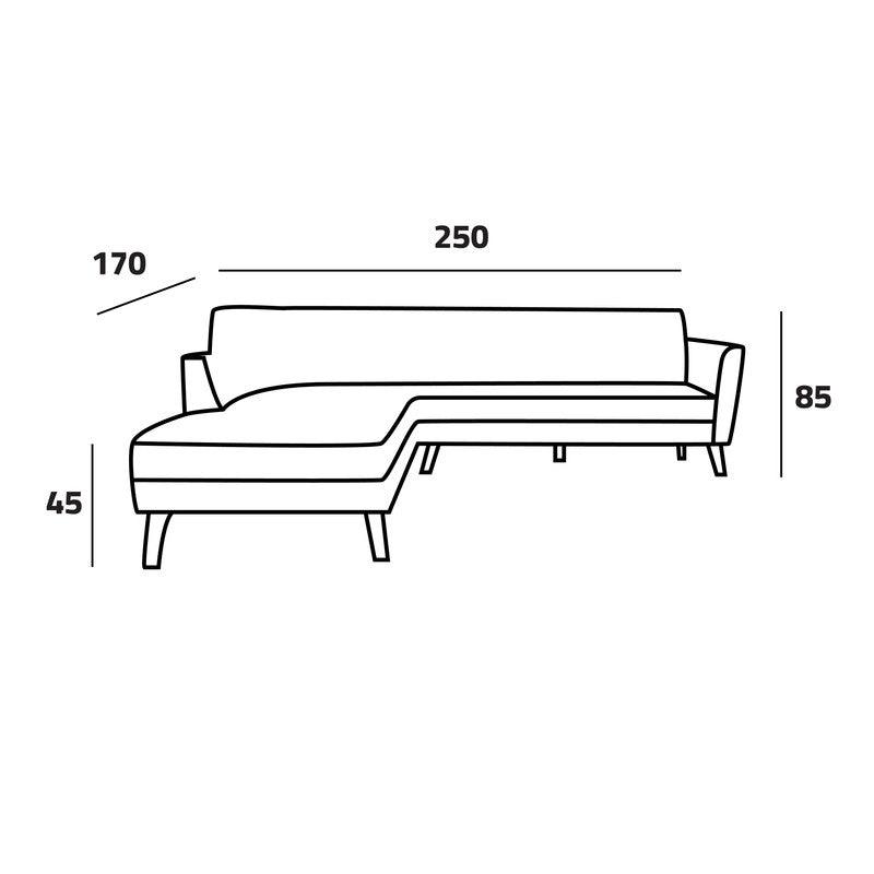 Stylish Gray Linen L-Shaped Sofa - 90x250x170x45 cm - Swedish Wood By Alhome - 1101110189 - ALHOME