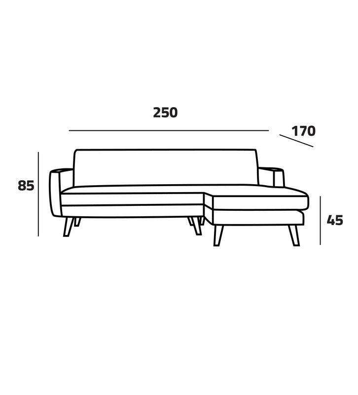 Stylish Gray Linen L-Shaped Sofa - 90x250x170x45 cm - Swedish Wood By Alhome - 110111020 - ALHOME