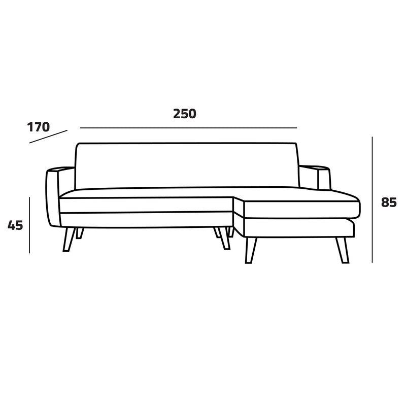 Stylish Gray Linen L-Shaped Sofa - 90x250x170x45 cm - Swedish Wood By Alhome - 110111022 - ALHOME