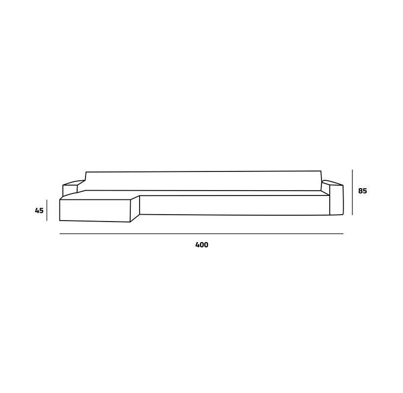 Spacious Gray Velvet L-Shaped Sofa - 85x400x180x45 cm - Swedish Wood By Alhome - ALHOME