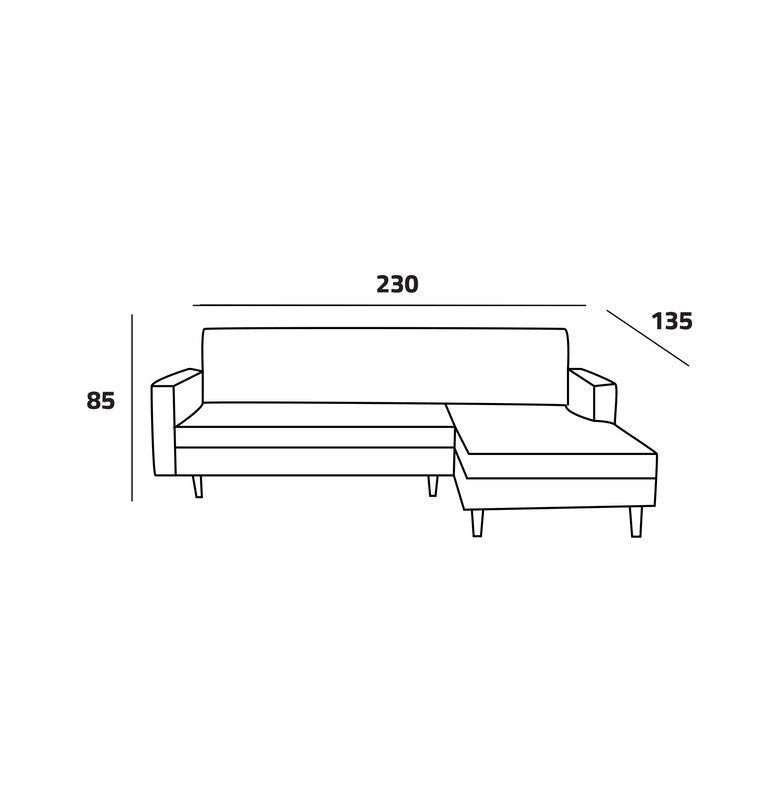 Modern Green Velvet L-Shaped Sofa - 230x135x45x85 cm - Swedish Wood By Alhome - ALHOME