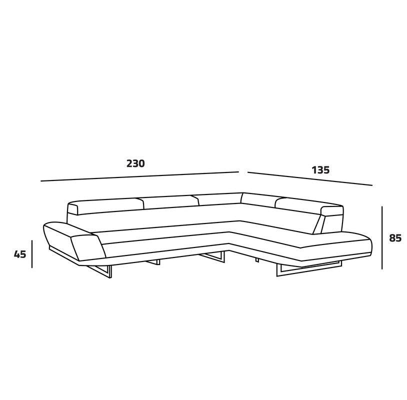 Stylish White Linen L-Shaped Sofa - 230x135x45x85 cm - Swedish Wood By Alhome - ALHOME