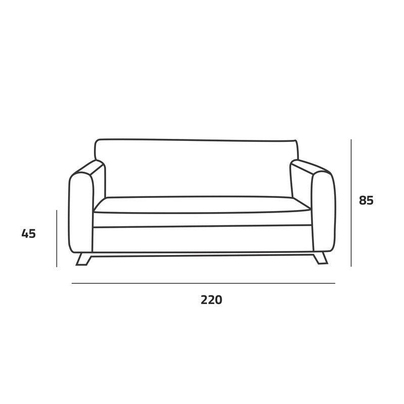 Classic Gray Linen 3-Seater Sofa - 220x85x45 cm - Swedish Wood By Alhome - ALHOME