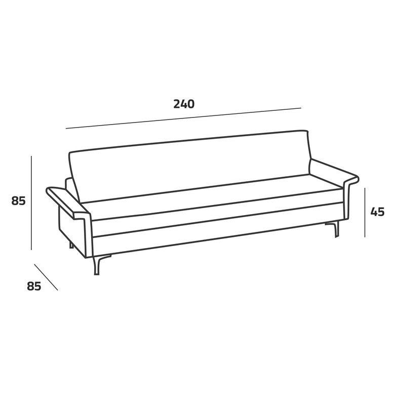 Stylish Gray Velvet 3-Seater Sofa - 240x85x45 cm - Swedish Wood By Alhome - ALHOME