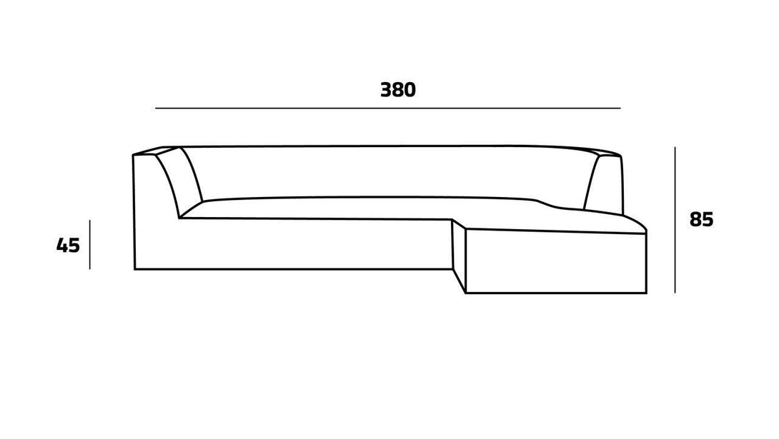 Elegant Gray Linen L-Shaped Sofa - 90x380x180x45 cm - Swedish Wood By Alhome - ALHOME